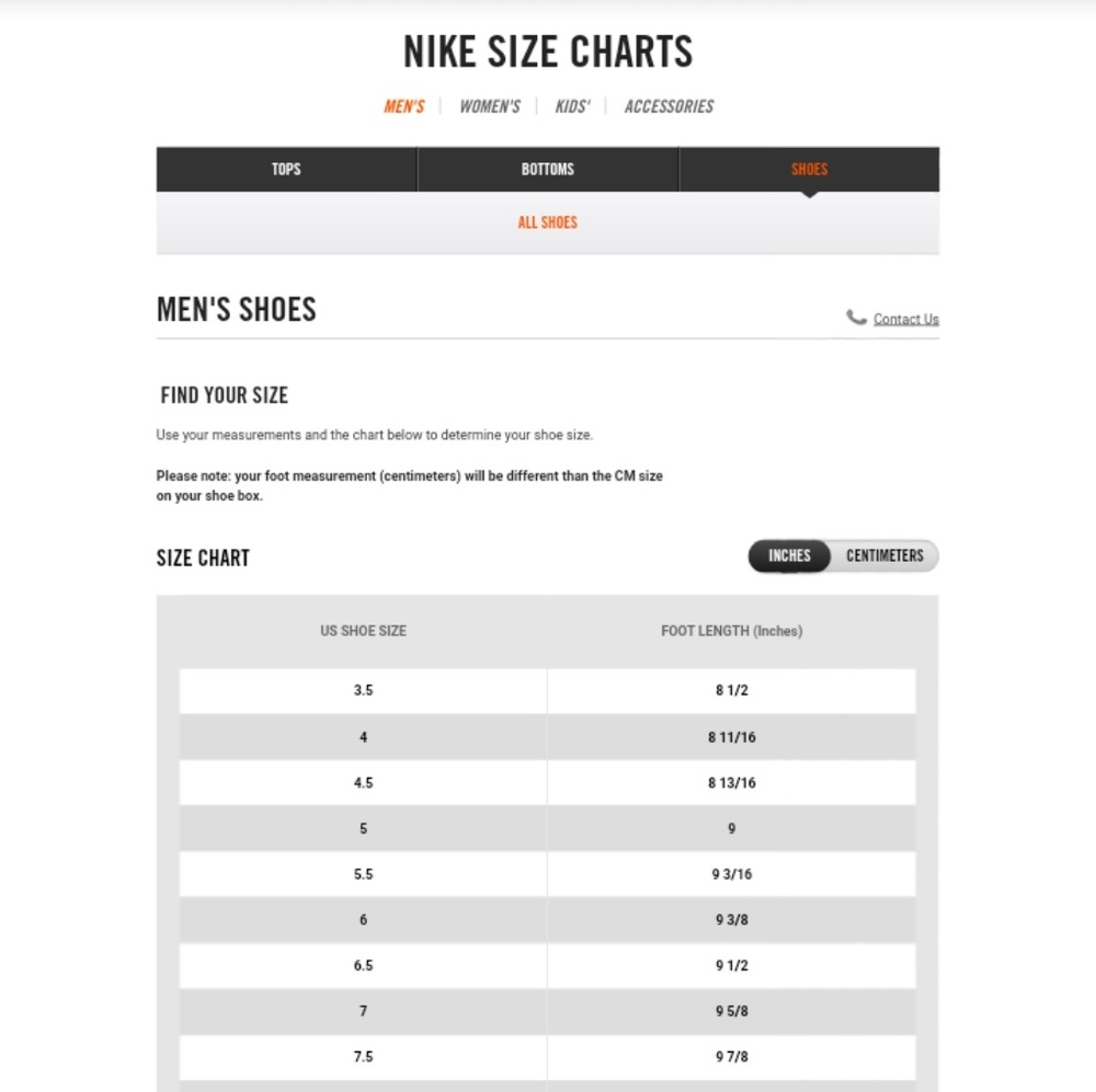 Nike Size Chart - Picture 4 of 5